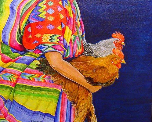 Hühner - Acryl auf Leinwand